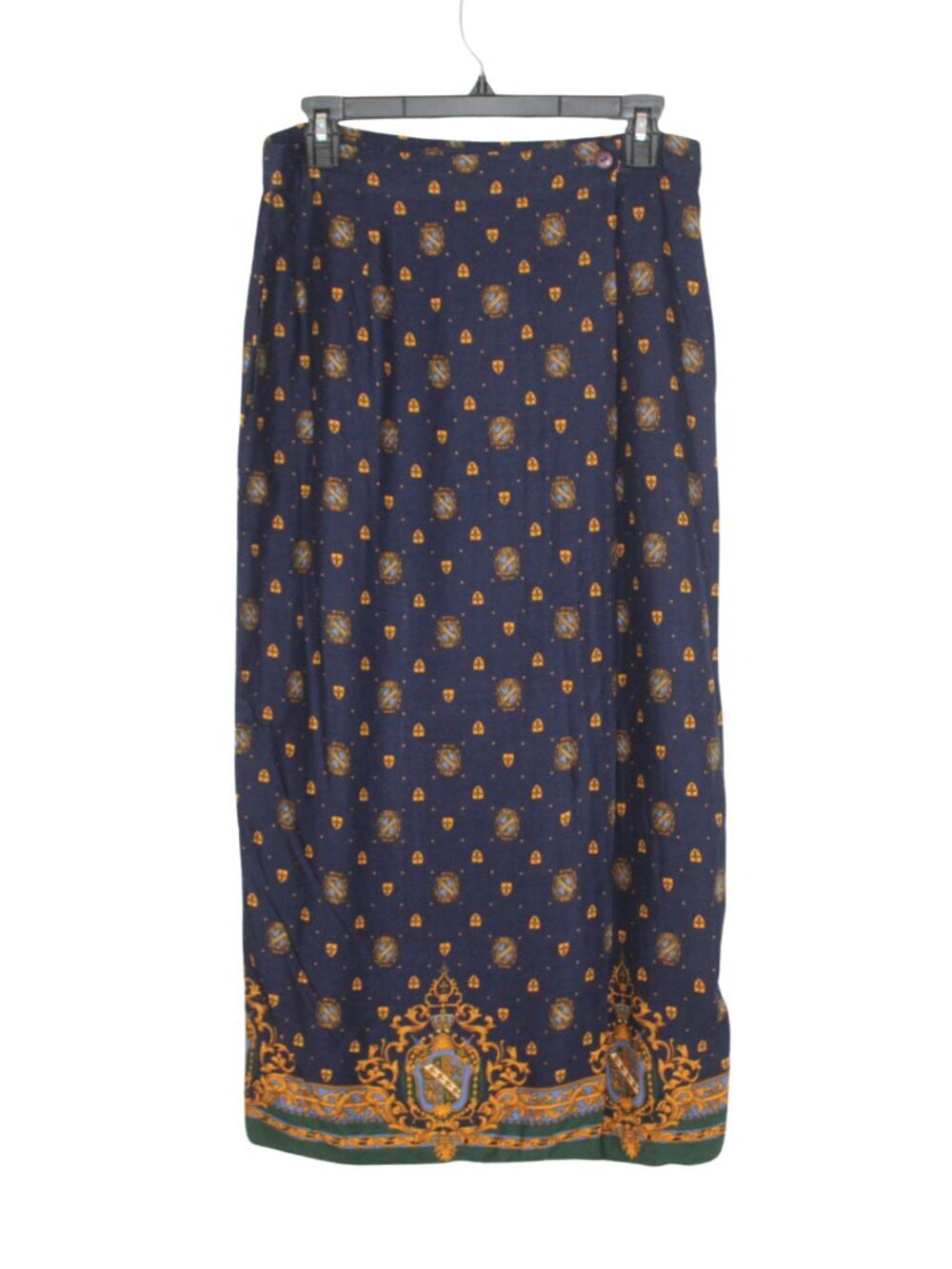 Vtg 90s Pendleton Petite women's skirt wrap maxi preppy crest print